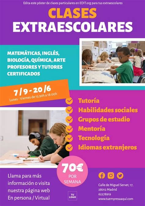 cartel de clases particulares|Plantillas para carteles de clases particulares